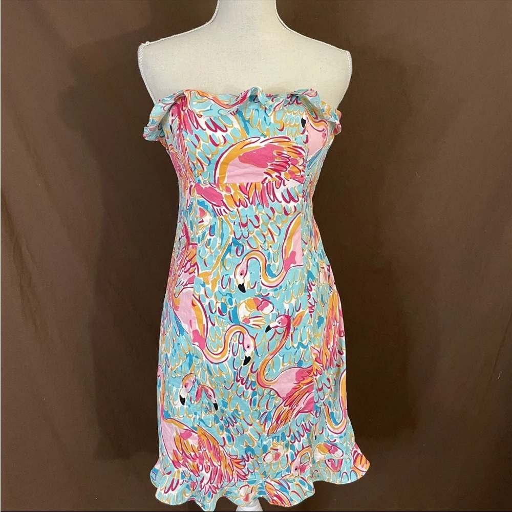 Lilly Pulitzer strapless flamingle dress